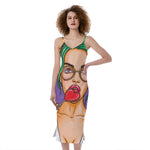 Punk Girl And Lollipop Print Slim Fit Midi Cami Dress