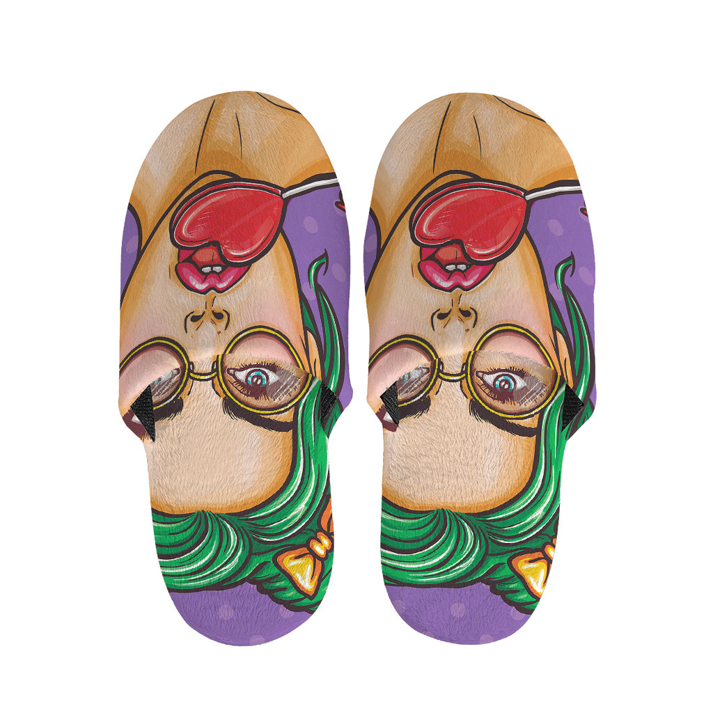 Punk Girl And Lollipop Print Slippers