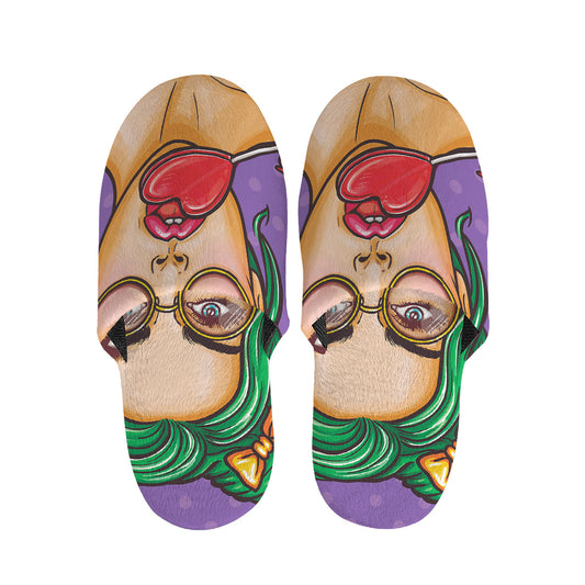 Punk Girl And Lollipop Print Slippers