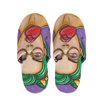 Punk Girl And Lollipop Print Slippers