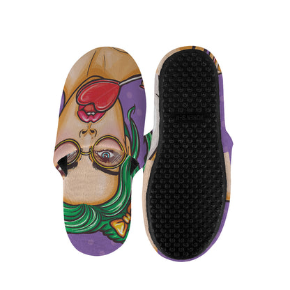 Punk Girl And Lollipop Print Slippers