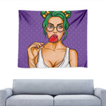 Punk Girl And Lollipop Print Tapestry