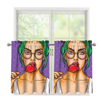 Punk Girl And Lollipop Print Tier Curtains