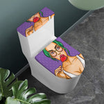 Punk Girl And Lollipop Print Toilet Lid And Tank Cover Set