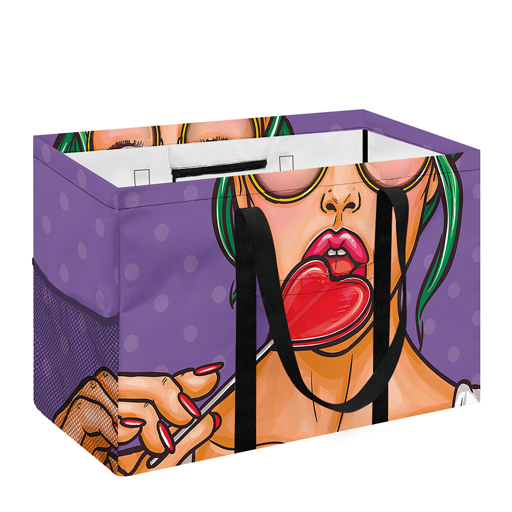 Punk Girl And Lollipop Print Utility Tote Bag
