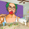 Punk Girl And Lollipop Print Wall Sticker