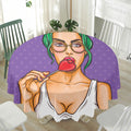 Punk Girl And Lollipop Print Waterproof Round Tablecloth