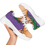 Punk Girl And Lollipop Print White Chunky Shoes