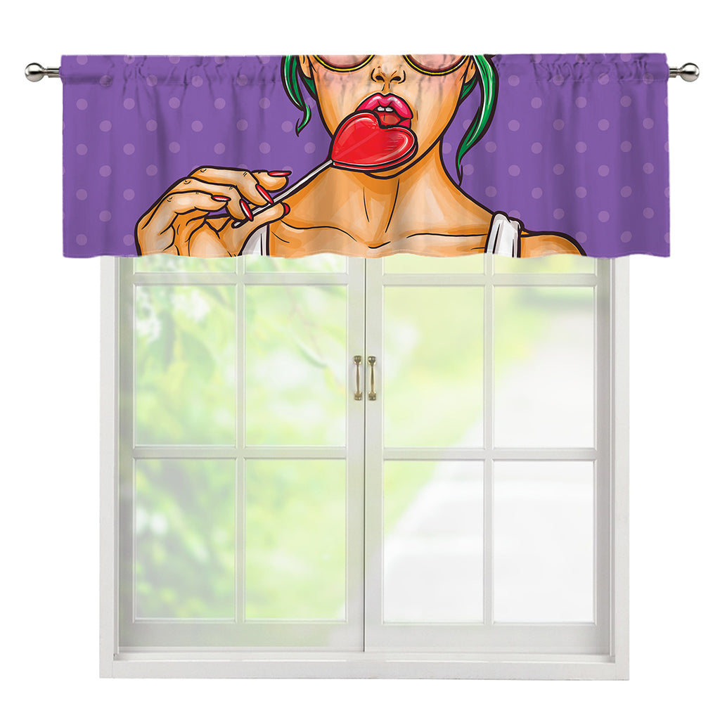 Punk Girl And Lollipop Print Window Valance