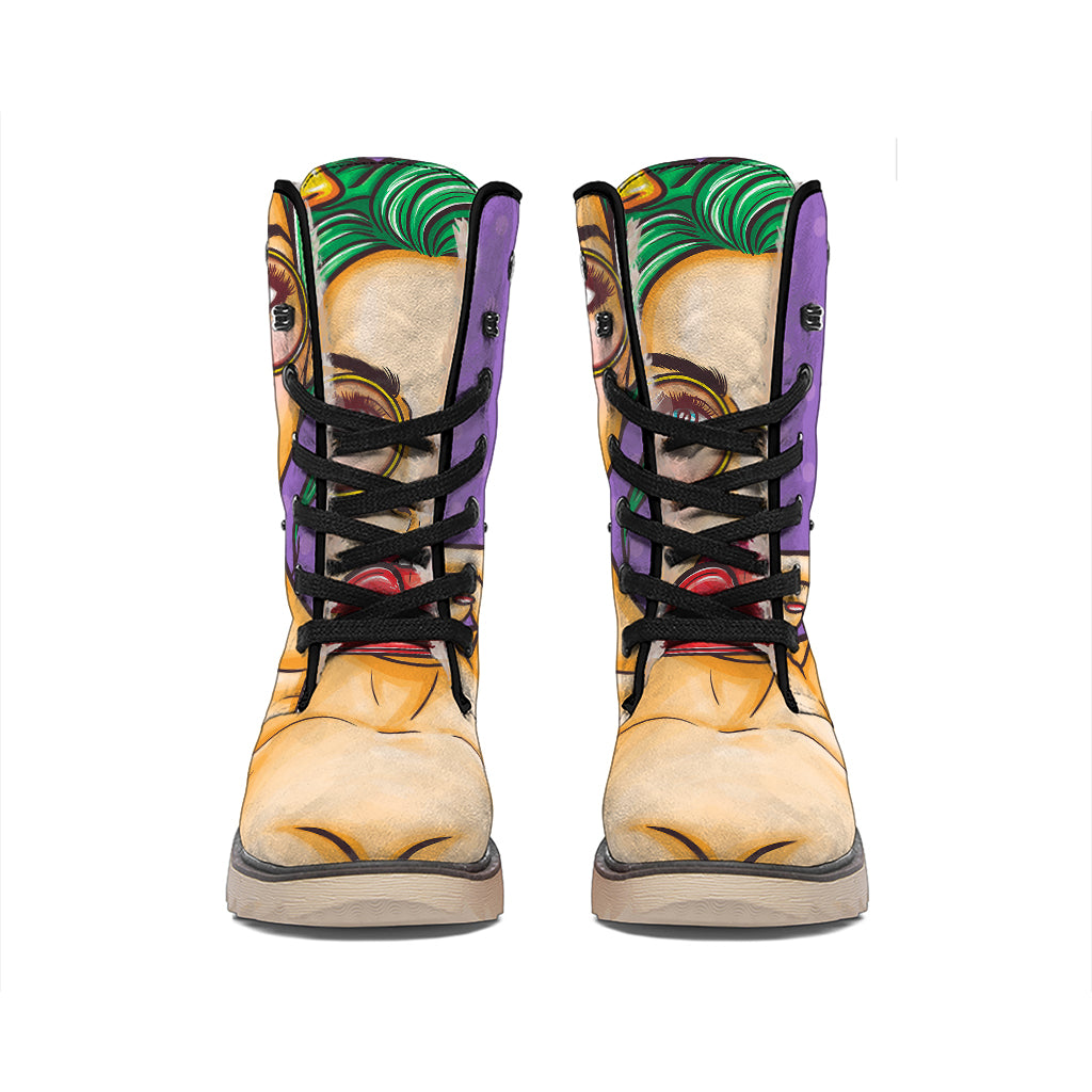Punk Girl And Lollipop Print Winter Boots