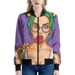 Punk Girl And Lollipop Print Women's Bomber Jacket
