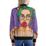 Punk Girl And Lollipop Print Women's Bomber Jacket