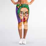 Punk Girl And Lollipop Print Women's Capri Leggings