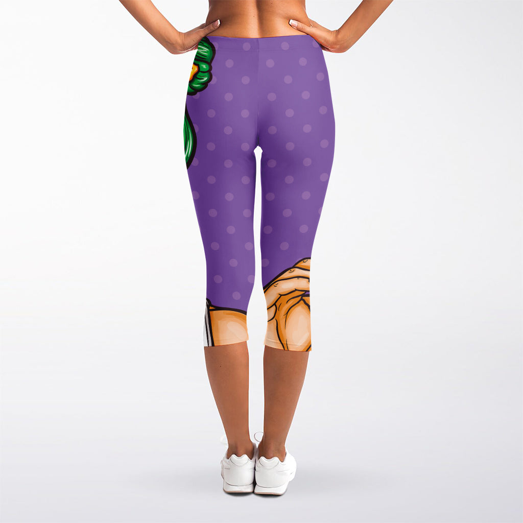 Punk Girl And Lollipop Print Women's Capri Leggings