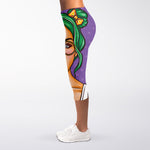 Punk Girl And Lollipop Print Women's Capri Leggings