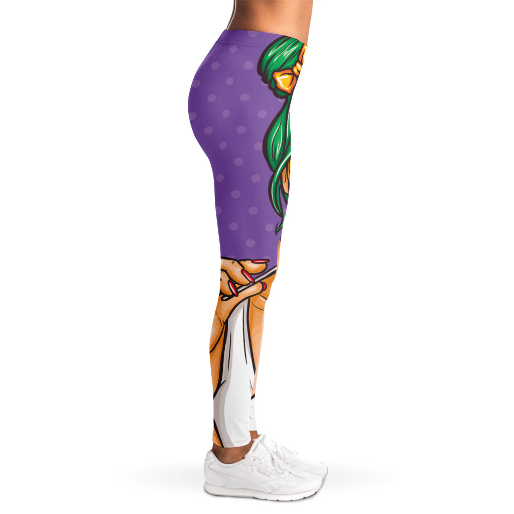 Punk Girl And Lollipop Print Women's Leggings