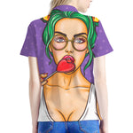 Punk Girl And Lollipop Print Women's Polo Shirt