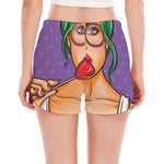 Punk Girl And Lollipop Print Women's Split Running Shorts