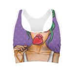 Punk Girl And Lollipop Print Women's Sports Bra