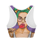 Punk Girl And Lollipop Print Women's Sports Bra
