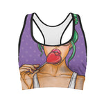 Punk Girl And Lollipop Print Women's Sports Bra