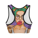 Punk Girl And Lollipop Print Women's Sports Bra