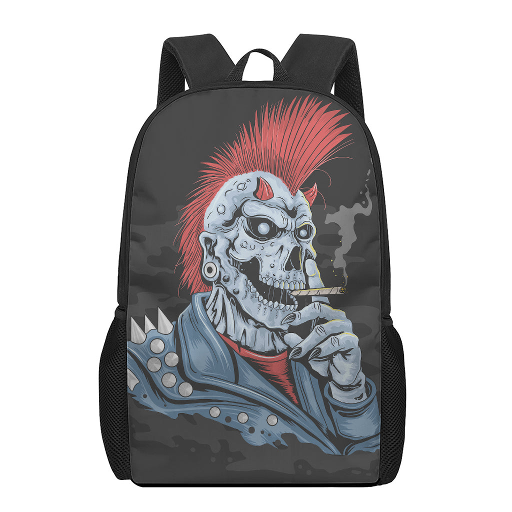 Punk Mohawk Devil Print 17 Inch Backpack