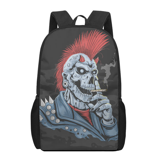 Punk Mohawk Devil Print 17 Inch Backpack