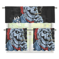 Punk Mohawk Devil Print 3 Piece Kitchen Curtains