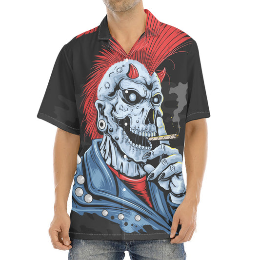 Punk Mohawk Devil Print Aloha Shirt