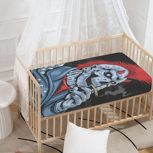 Punk Mohawk Devil Print Baby Crib Sheet