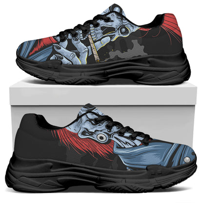 Punk Mohawk Devil Print Black Chunky Shoes