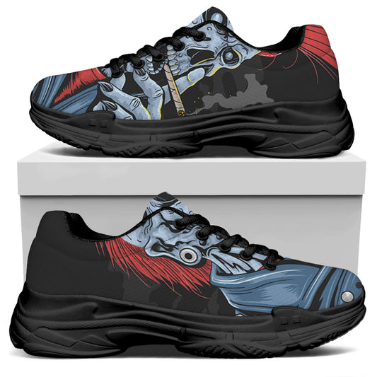 Punk Mohawk Devil Print Black Chunky Shoes