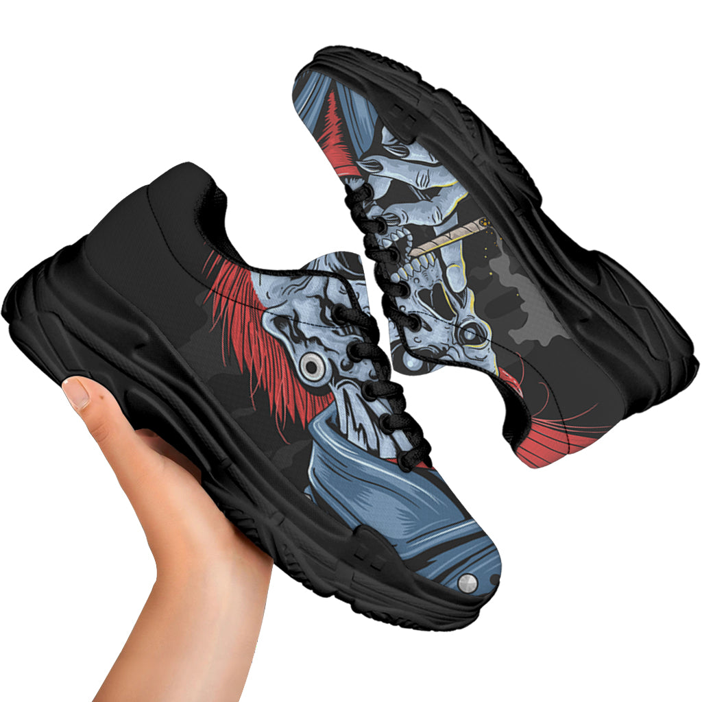 Punk Mohawk Devil Print Black Chunky Shoes