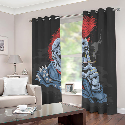 Punk Mohawk Devil Print Blackout Grommet Curtains