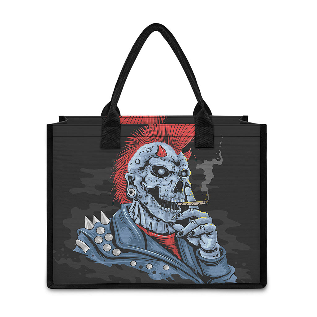 Punk Mohawk Devil Print Canvas Tote Bag