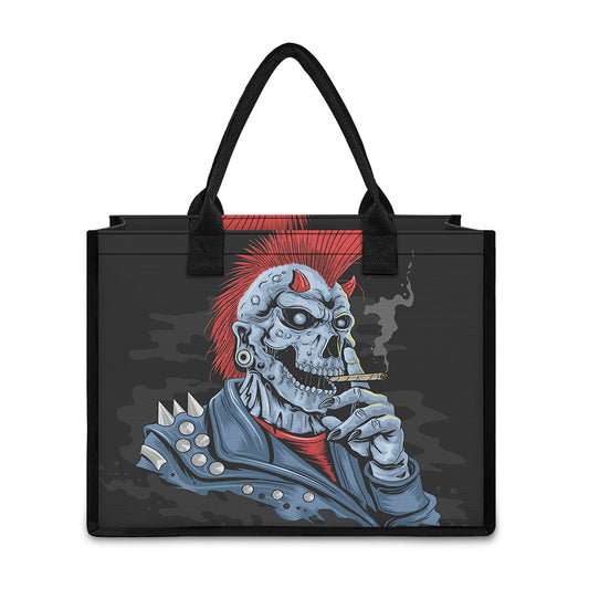 Punk Mohawk Devil Print Canvas Tote Bag