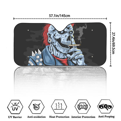 Punk Mohawk Devil Print Car Windshield Sun Shade