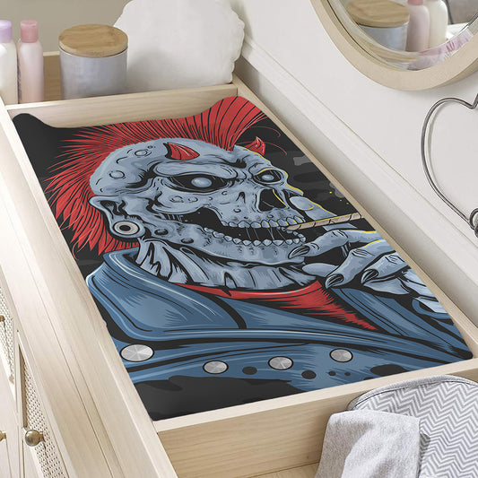 Punk Mohawk Devil Print Changing Pad Cover