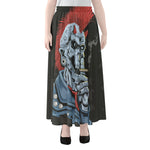 Punk Mohawk Devil Print Chiffon Maxi Skirt