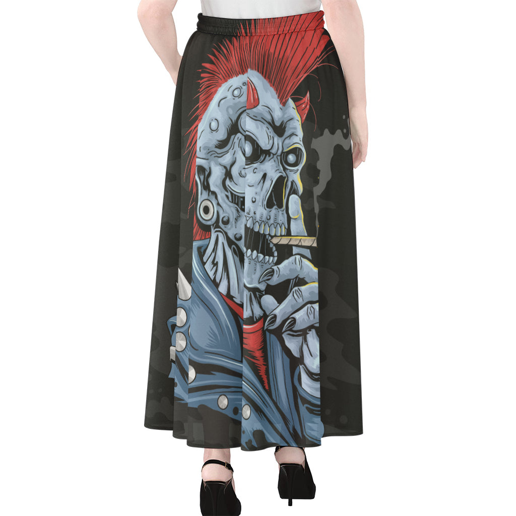 Punk Mohawk Devil Print Chiffon Maxi Skirt