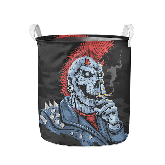 Punk Mohawk Devil Print Collapsible Laundry Basket