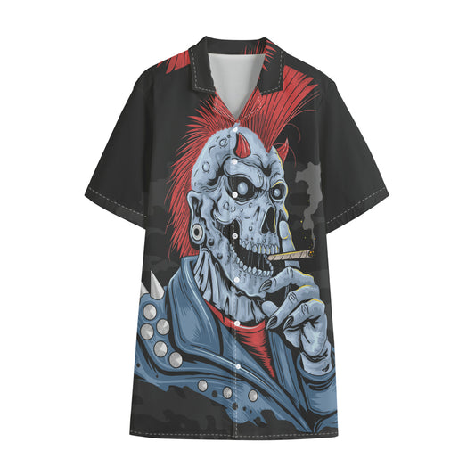 Punk Mohawk Devil Print Cotton Hawaiian Shirt