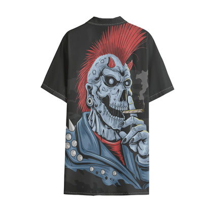 Punk Mohawk Devil Print Cotton Hawaiian Shirt
