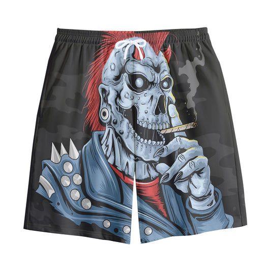 Punk Mohawk Devil Print Cotton Shorts