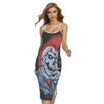 Punk Mohawk Devil Print Cross Back Cami Dress