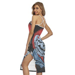 Punk Mohawk Devil Print Cross Back Cami Dress