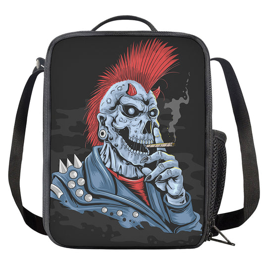 Punk Mohawk Devil Print Crossbody Lunch Bag