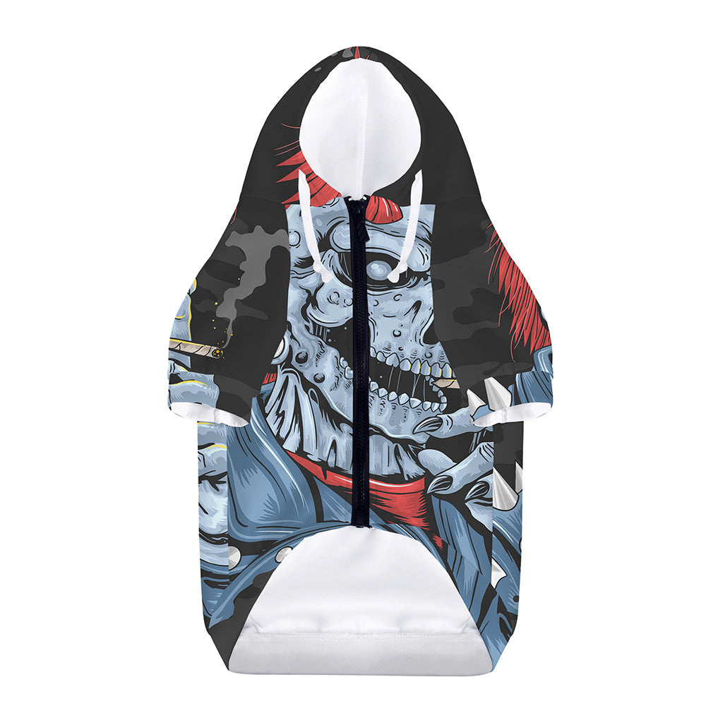 Punk Mohawk Devil Print Dog Zip Up Hoodie