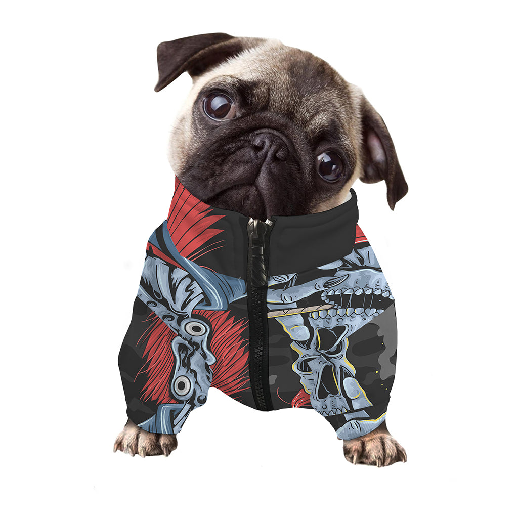 Punk Mohawk Devil Print Dog Zip Up Jacket